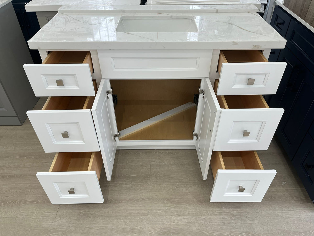 48'' Solid Wood Vanity with Quartz Countertop - White/Grey