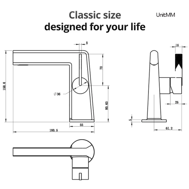 Vanity Faucet Modern New Design 5 colors