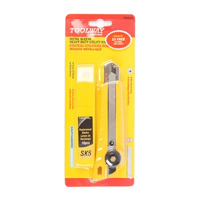 HD UTILITY KNIFE 18MM SNAP-OFF BLADE + 10 BLADES YELLOW