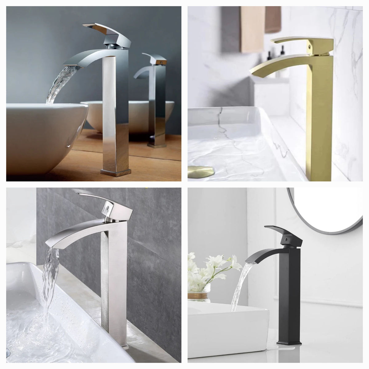 Waterfall Vessel Sink Bathroom Faucet 4 colors