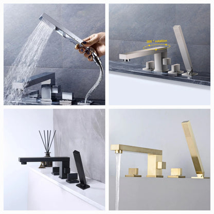 Bathtub Mounted Faucet with Pull Out Hand Held Spray