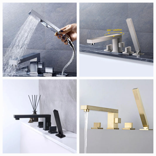 Bathtub Mounted Faucet with Pull Out Hand Held Spray