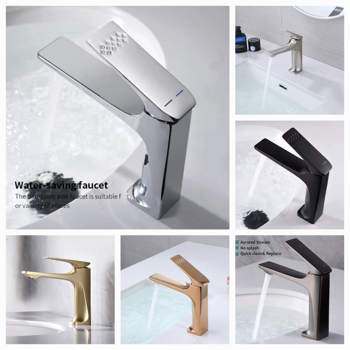 Vanity Faucets 6 colors Modern Square Design