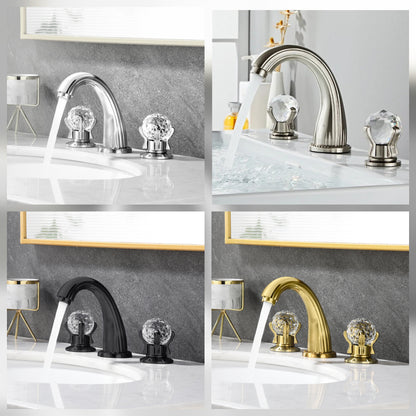 Widespread Faucet Crystal 2-Handle Bathroom Faucet with 3 Holes