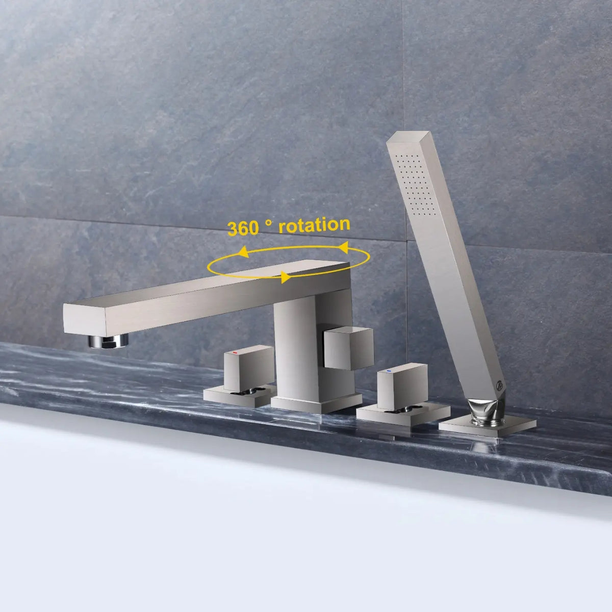 Bathtub Mounted Faucet with Pull Out Hand Held Spray