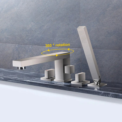 Bathtub Mounted Faucet with Pull Out Hand Held Spray
