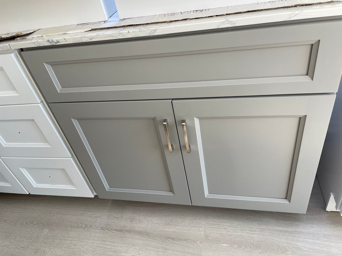 36'' Solid Wood Double Door - Grey/White