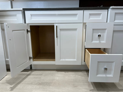 42'' Solid Wood Vanity with Quartz Countertop - White/Grey