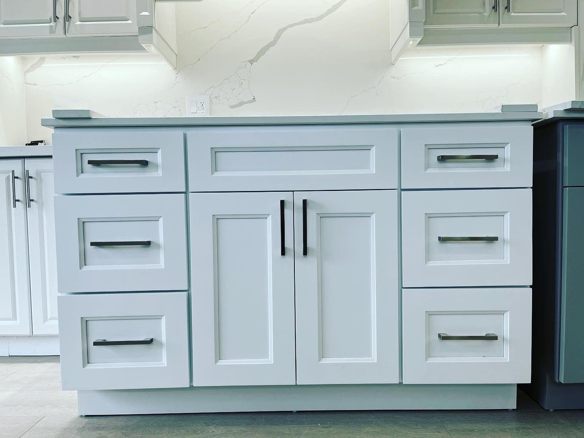 54'' Solid Wood Vanity with Quartz Countertop - White/Grey