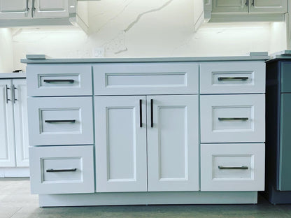 54'' Solid Wood Vanity with Quartz Countertop - White/Grey