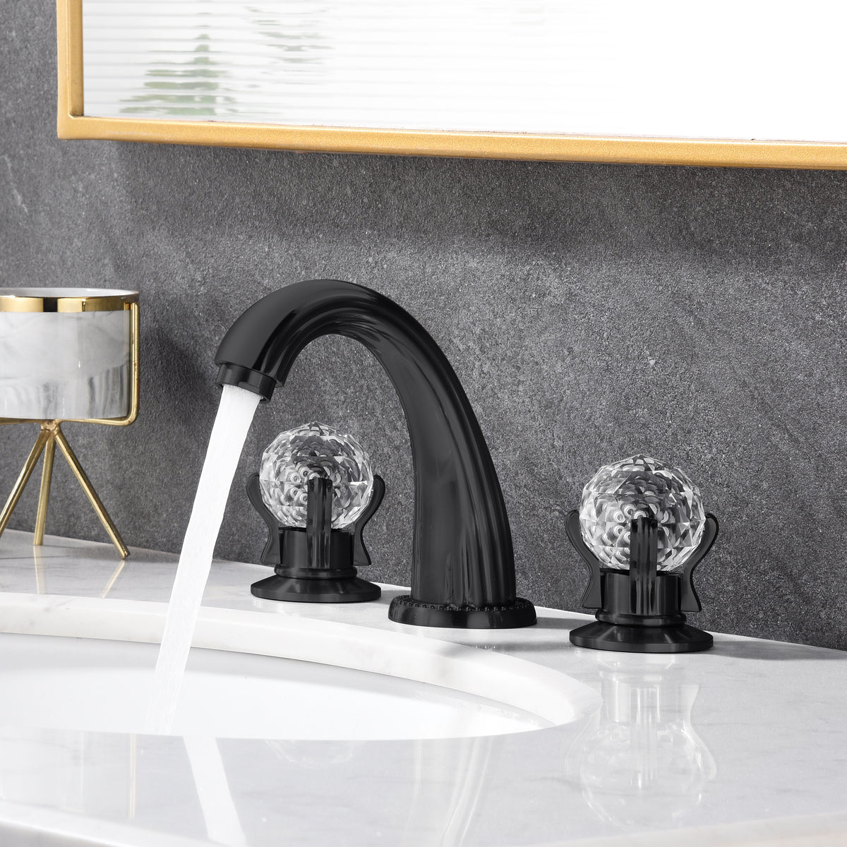 Widespread Faucet Crystal 2-Handle Bathroom Faucet with 3 Holes