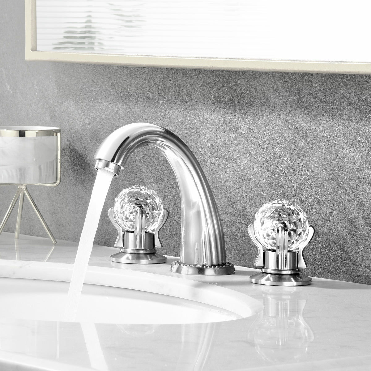 Widespread Faucet Crystal 2-Handle Bathroom Faucet with 3 Holes