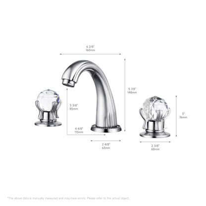 Widespread Faucet Crystal 2-Handle Bathroom Faucet with 3 Holes