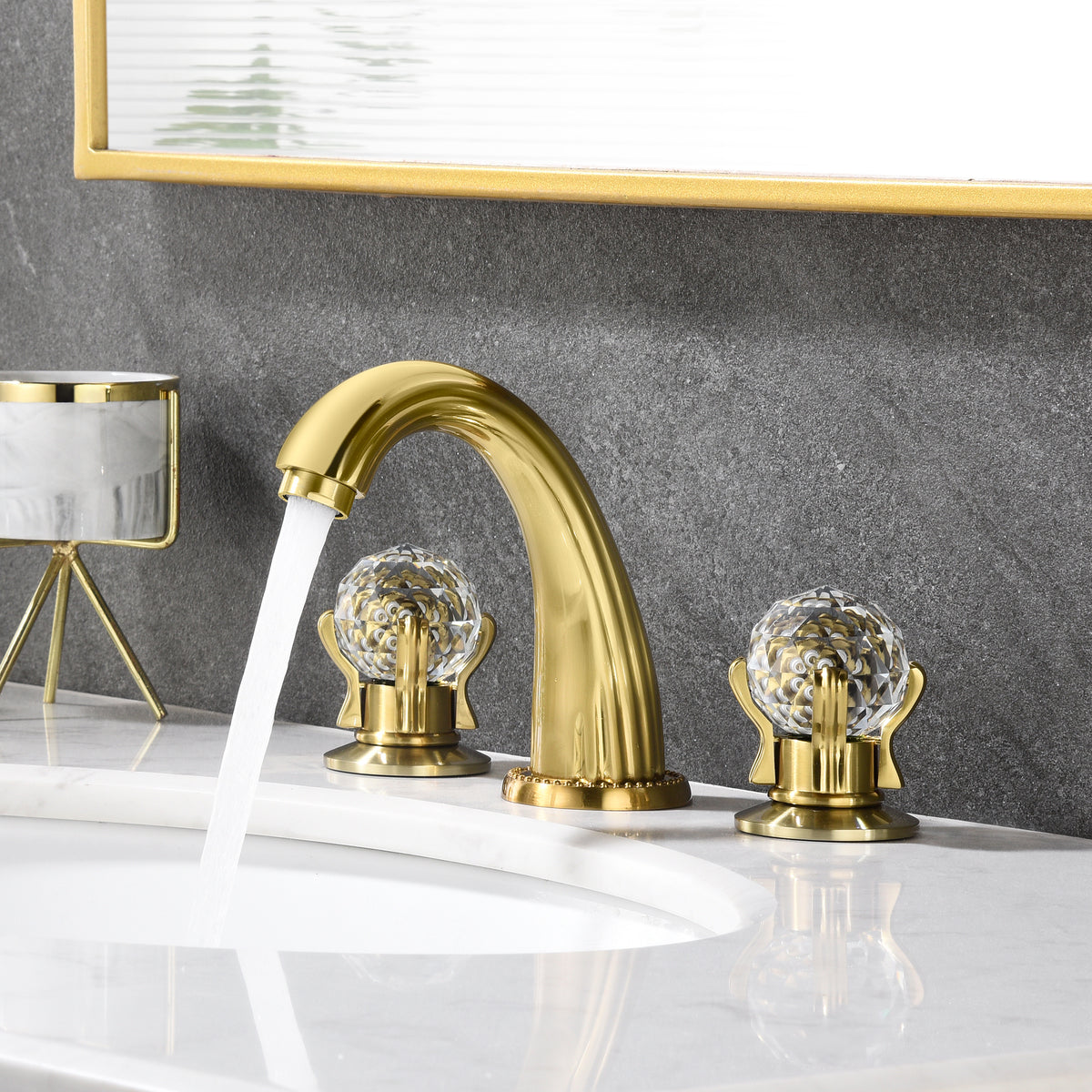 Widespread Faucet Crystal 2-Handle Bathroom Faucet with 3 Holes
