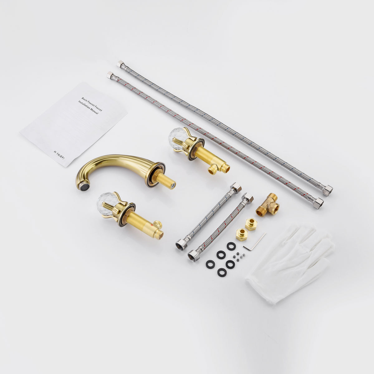 Widespread Faucet Crystal 2-Handle Bathroom Faucet with 3 Holes
