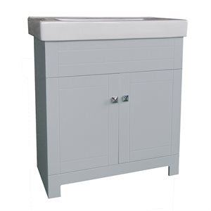 VANITY AND CERAMIC TOP 2-DOOR 30X15.5X31.5IN GREY
