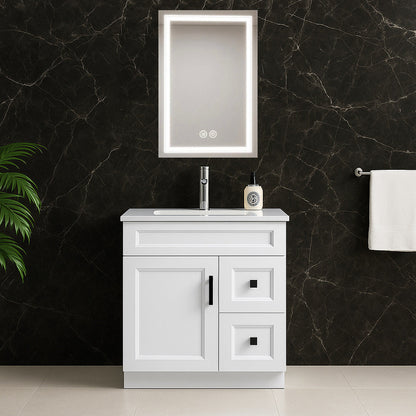 30'' Solid Wood Vanities with Drawers LEFT/RIGHT (White/Grey/Blue)