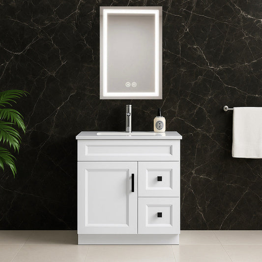 30'' Solid Wood Vanities with Drawers LEFT/RIGHT (White/Grey/Blue)