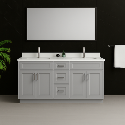 60'' Solid Wood - Double Sink