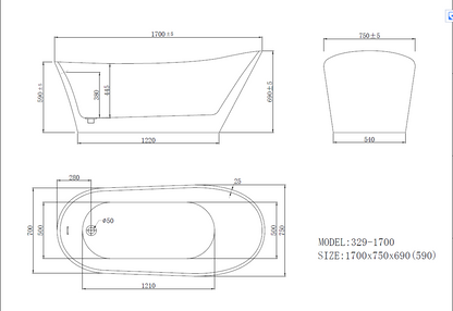 Freestanding Bathtub 67"