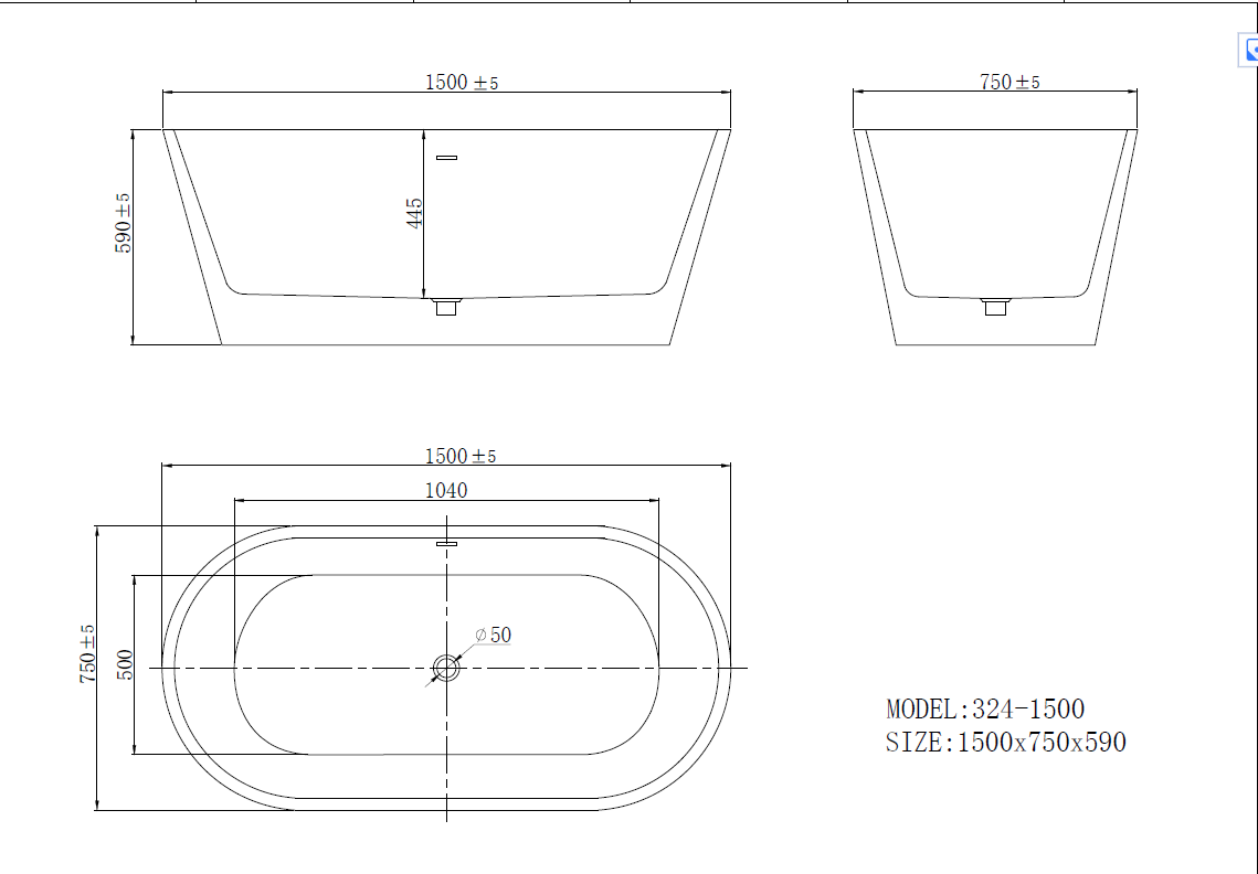 Freestanding Bathtub 60"