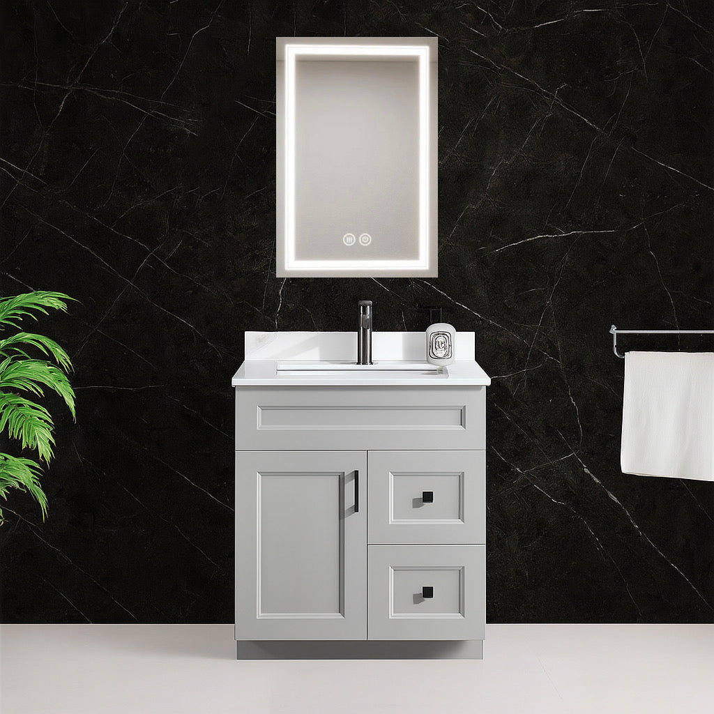 30'' Solid Wood Vanities with Drawers LEFT/RIGHT (White/Grey/Blue)