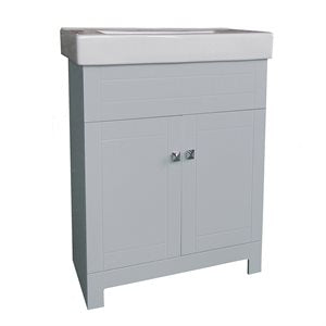VANITY AND CERAMIC TOP 2-DOOR 24X14.2X31.5IN GREY
