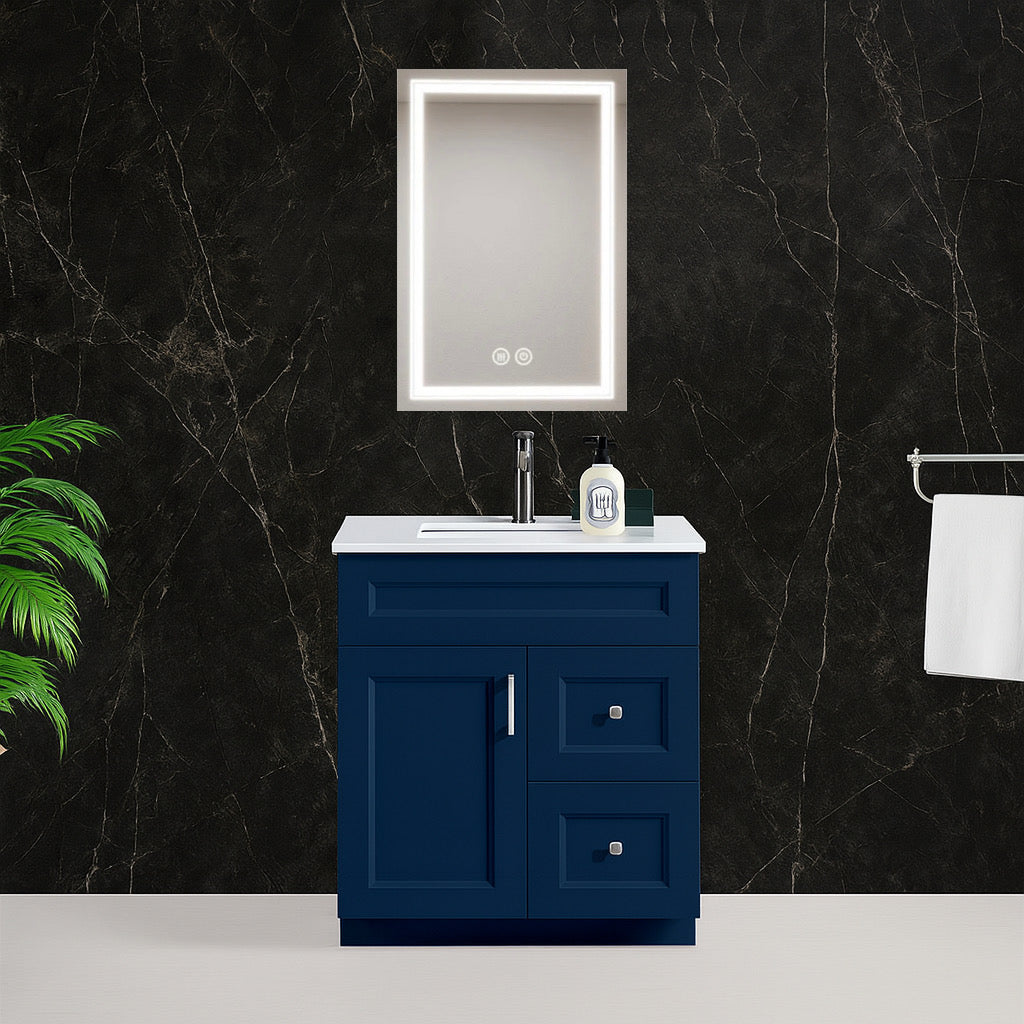 30'' Solid Wood Vanities with Drawers LEFT/RIGHT (White/Grey/Blue)