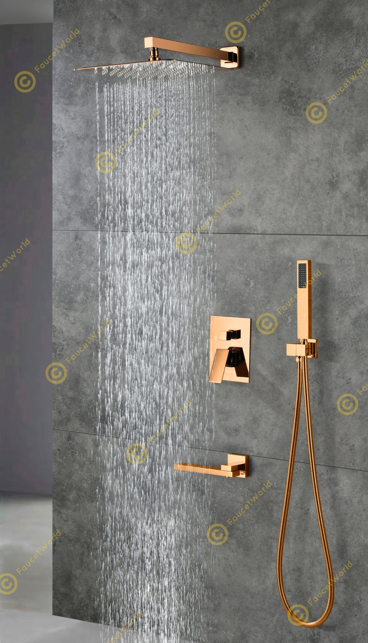 Rainfall 3 Way Shower Sets with Rough-in Valve