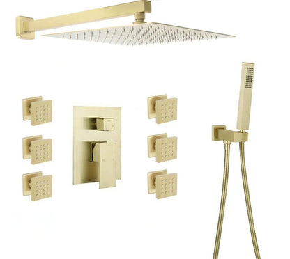 Rainfall Shower Systems with 6 Body Jets Wall Mounted