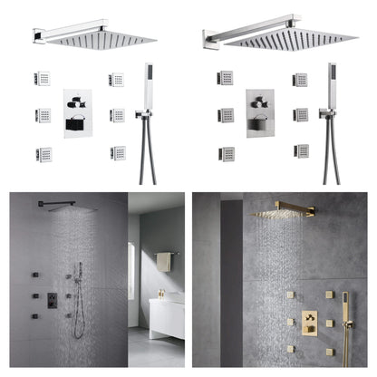 Full Thermostatic Rainfall Shower Sets 6 Body Jets