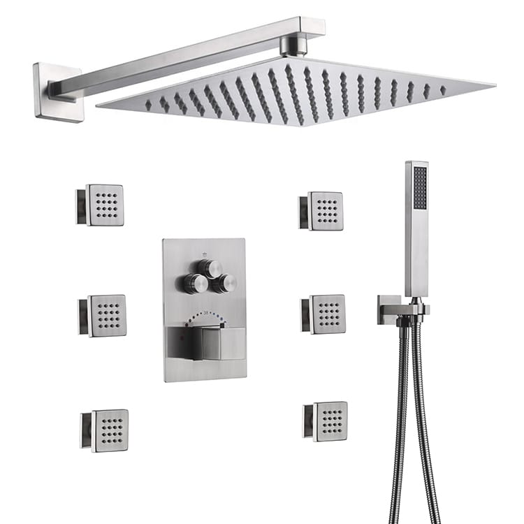 Full Thermostatic Rainfall Shower Sets 6 Body Jets